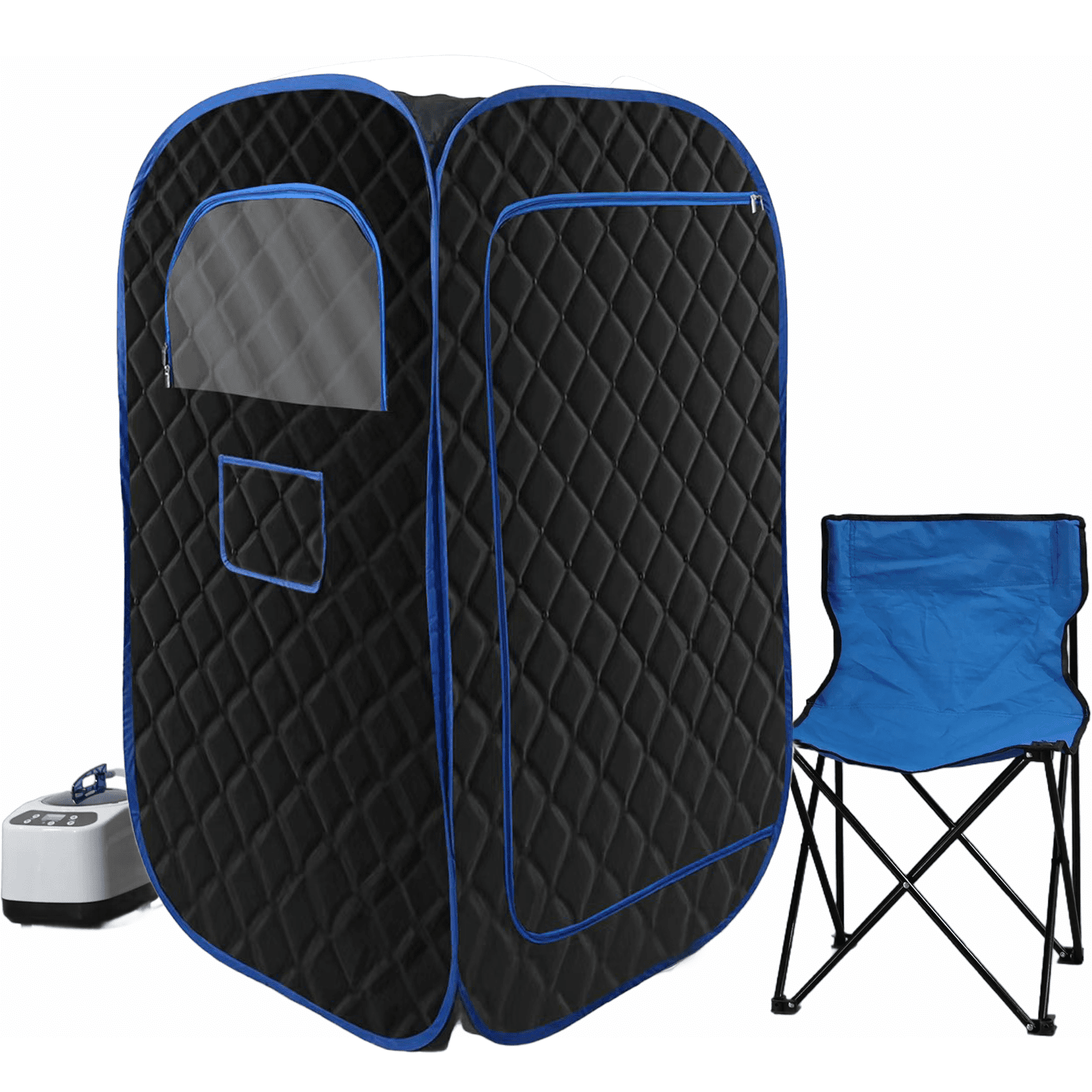 Portable Steam Sauna, Portable Sauna for Home, Sauna Tent Sauna Box with 3L Steamer with Remote Control and Folding Chair, Black Portable Steam Sauna, Portable Sauna for Home, Sauna Tent Sauna Box with 3L Steamer with Remote Control and Folding Chair, Black